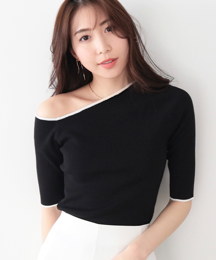 etretokyo 24SS アシンメトリーネックニットPO BK - メルカリ
