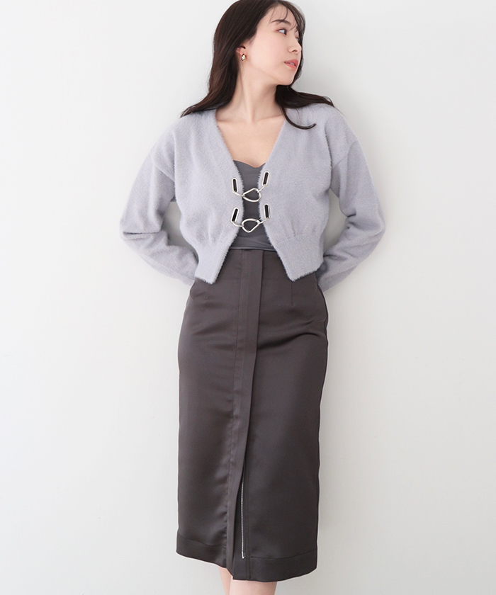 DT☆Intrend「1NIAS」コットンサテン ペンシルスカート コットンサテンボトルシルエットスカート｜BIGI online store