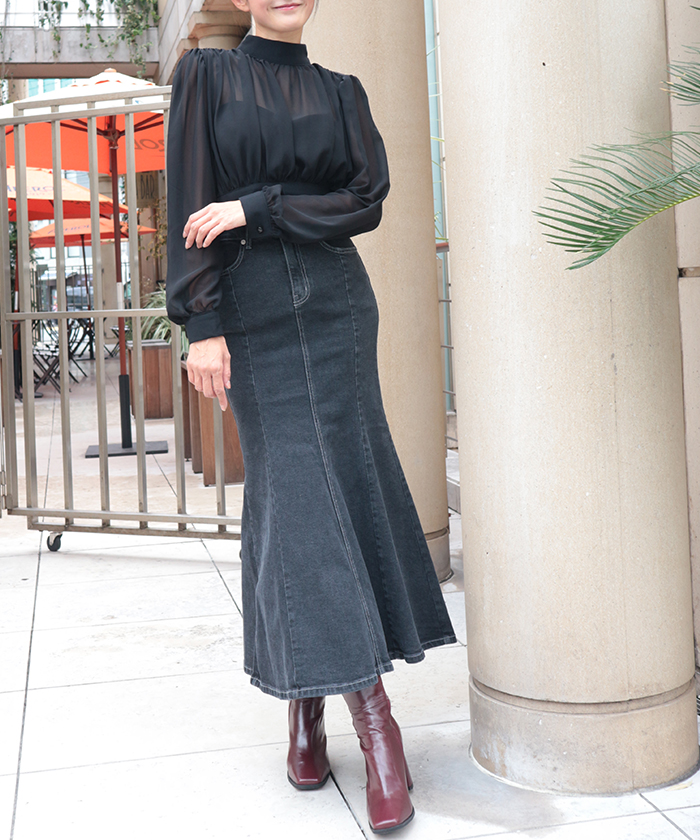 『shéller』シェリエ (M) デニムマーメイドスカート　ストレッチ　洗える atelier SOMETHING MERMAID DENIM SKIRT/マーメイドデニム