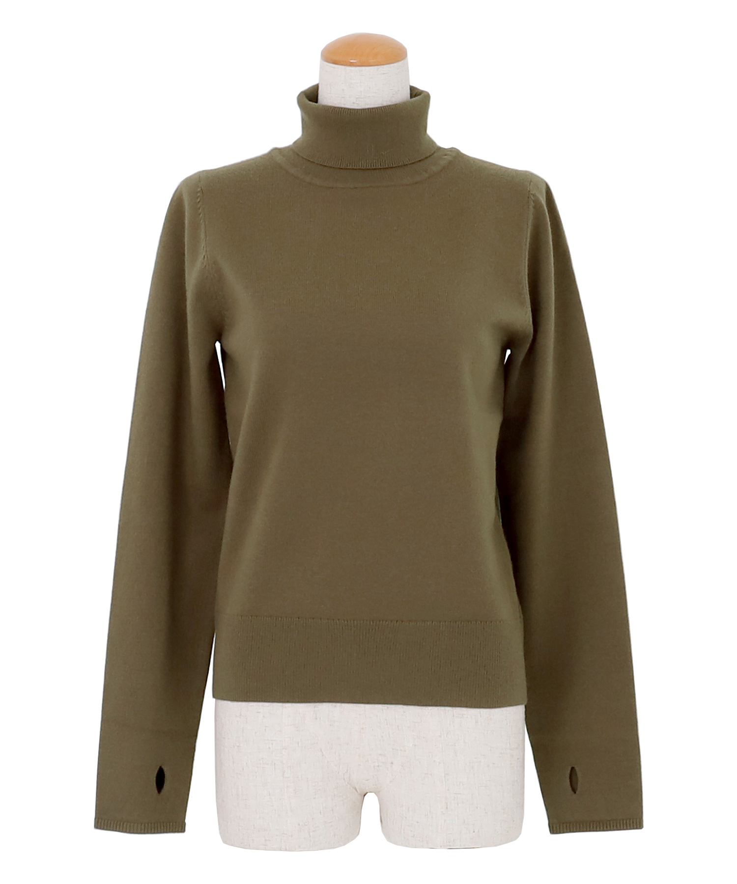 6415 ブリーフィング タートルネック 薄手ニット ウール カーキ