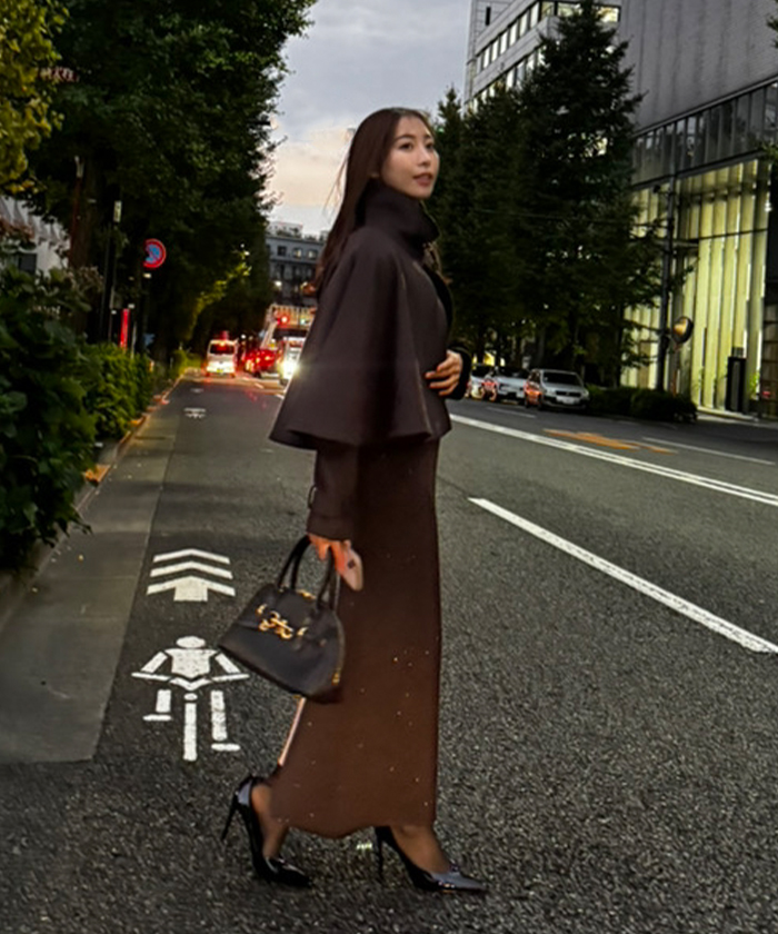 ニット スパンコール ワンピース 秋冬 予約]スパンコール透かし編みニットワンピース/ブラウン – Lumier