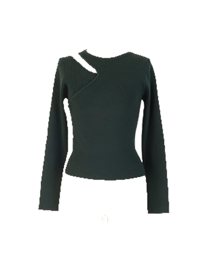 Neck open layered knit tops