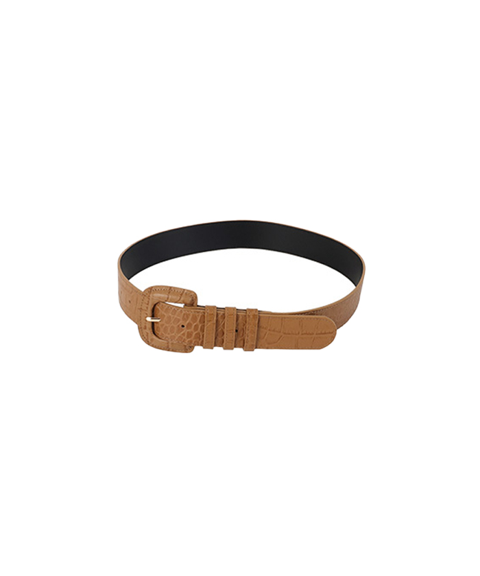 Croco embossed leather belt